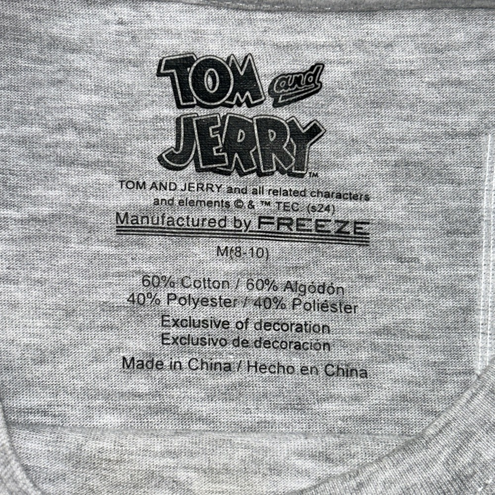 Tom and Jerry "Be Kind" Adult T-Shirt M Gray Cotton Blend Embroidered - Picture 3 of 6